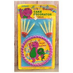 Vintage Barney Cake Decorator NOS With 8 Candles Unopened Package